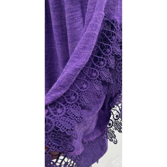 NWT Women’s Sweater‎ XL Purple Open Sleeve Lace Tunic Super Soft Pullover - Picture 7 of 10